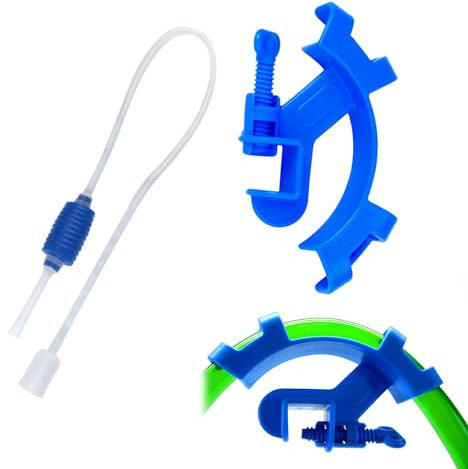TUKNN Detergente per Ghiaia per Acquario, Sifone per Acquario, Filtro per Ghiaia di Sabbia, Pulitore per Acquario Sifone, Sifone per la Pulizia Dell'acquario, con Clip di Fissaggio, 145cm