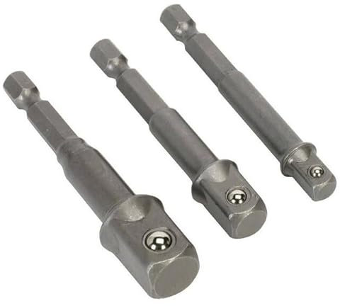 Quick Change Socket Bit Driver Adapter Drill Bit Nut Driver Power Tool Extension Bar 3pcs Set Hex Shank to 1/4,3/8,1/2