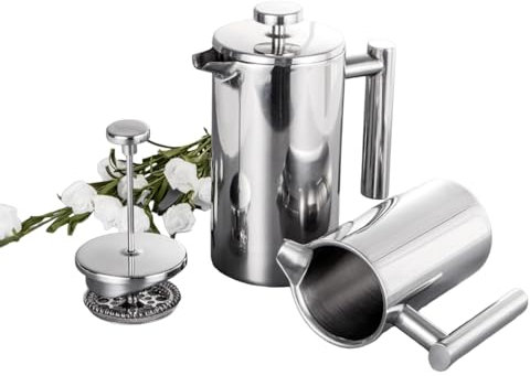 OMANA Cafetiere 350ml/800ml/1000ml Edelstahl French Press Kaffeebereiter - Doppelwandige isolierte Kaffeemaschine Topf für Zuhause und Büro (800ml)
