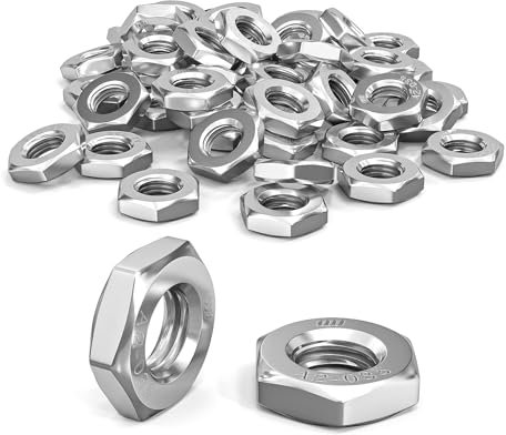 ORTAVA Dadi esagonali M10 (forma bassa, con smusso), 25 dadi M10 DIN 439/ISO 4035 in acciaio inox A2 V2A, dadi piatti M10 per viti, bulloni filettati, mobili, macchine