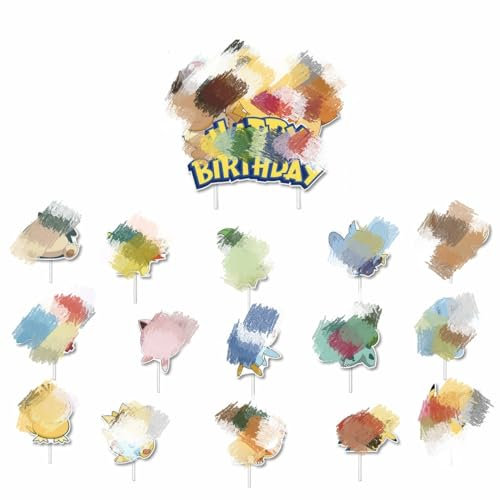 16 Pcs Cartoon Geburtstag Cake Topper Kuchen Deko,Cute Anime Party Kuchen Dekoration Animal Cupcake Toppers Geburtstagsfeier,Geburtstagsdeko Torte Muffin Deko Themenpartys für Kinder Junge Mädchen