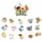 16 Pcs Cartoon Geburtstag Cake Topper Kuchen Deko,Cute Anime Party Kuchen Dekoration Animal Cupcake Toppers Geburtstagsfeier,Geburtstagsdeko Torte Muffin Deko Themenpartys für Kinder Junge Mädchen