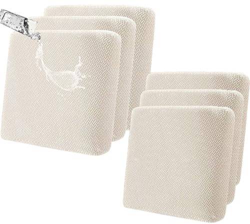 SHANNA Stretch Sofabezug rutschfest Sitzkissen Bezug: 6 Stück Outdoor-Kissenbezüge Magischer Sofabezug mit elastischer Unterseite Spandex-Gewebe Möbelschutz Geeignet für Sofatiere (Beige)