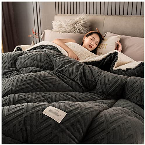Winter-Steppdecke, dicke, warme Lamm-Kaschmirdecke für Doppelbett, 200 x 230 cm (4 kg)