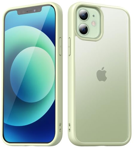 TIIXXA Matte Case for iPhone 12 Case/12 Pro Case 6.1-Inch, Shockproof Drop Protection, Frosted Translucent Back Phone Cover, Anti-Fingerprint (Green)