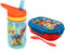 Juego de 3 piezas de Paw Patrol Back to School, botella de plástico Tritan sin BPA, lonchera de 2 compartimentos con tenedor 3 en 1, botella de agua a prueba de fugas de 400 ml para niños, gimnasio
