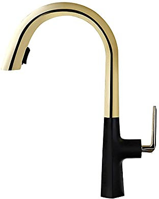 CCKUHN Grifo de Cocina extraíble Giratorio de 360°, Mezclador de Cocina, aireador, Grifo ahorrador de Agua, Grifo Monomando de Arco Alto con 2 Modos de Salida de Agua Caliente y fría, dor