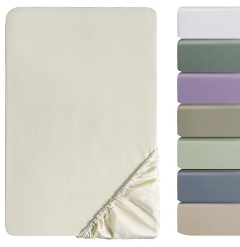 SOULFUL Satin Spannbettlaken 200x200cm Baumwolle, 100% Langstapelige Baumwolle Kühlend Bettlaken Spannbettlaken bis 25cm Matratzenhöhe für Allergiker Geeignet, Oeko-Tex Zertifiziert-Beige