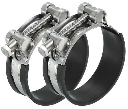 PATIKIL 64-67mm T-Bolt Hose Clamp, 2 Pack Rubber Cushioned Intake Intercooler Pipe Tube Clamps 304 Stainless Steel Radiator Hose Clamp for 2.52-2.64 Pipe