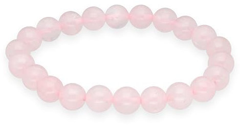 Lebensquelle Plus Kugelarmband | Perlen Armband 8 mm | Hochwertiges Edelsteinarmband | Natur Stein Edelsteinarmband dehnbar (Rosenquarz)
