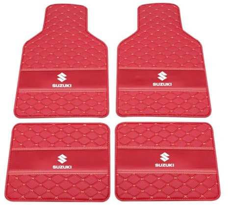 DTNNW Auto Leder Fußmatten Fussmatten für Suzuki Swift Sport 2014-2020 2021 2022 2023 2024 2025 Allwetter Antirutschmatte Anpassen Teppiche Fussmatten Protection Zubehör,Redstyle