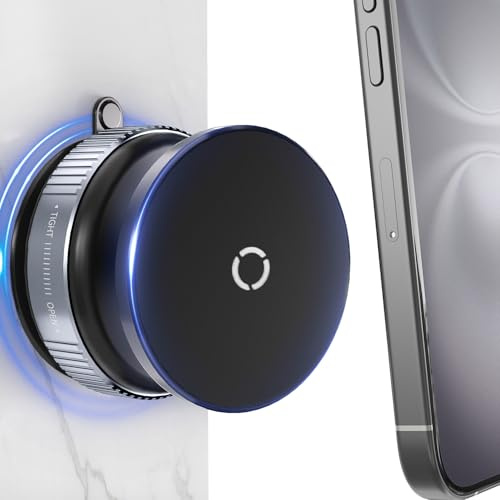 ALAFLY Supporto Magnetico Telefono con Ventosa [rotante a 360°] Porta Cellulare Compatibile con MagSafe per Doccia, Cucina, Palestra, Vetro, Specchio, Display Auto, Superficie Liscia - Nero