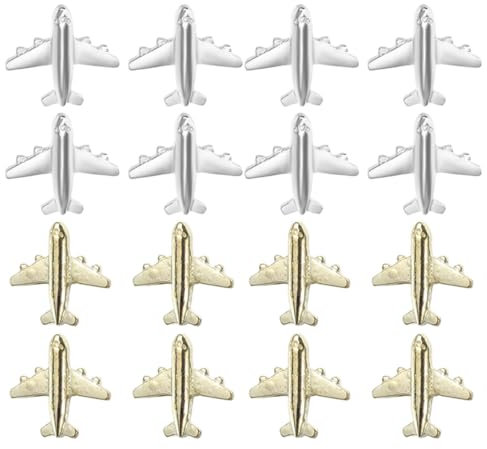 GRIRIW Flugzeug Reißzwecken 24 Stück Metall Stecknadeln Silber Und Gold Pinnwandnadeln Für Korktafeln Büro Dekoration