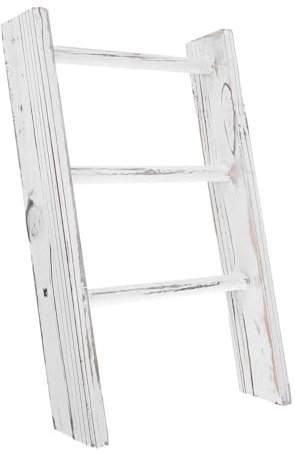 Alipis Miniature Ladder Towel Rack for Bathroom Wall White Small Decorative Farmhouse Ladder Rustic Towel Shelf for Country Bathroom Decor