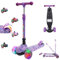 Patinete Infantil con Ruedas Luminosas LED, Plegable, 3 – 12 años, Altura Regulable, Patinete para niños y niñas con Asas Antideslizantes y Freno Trasero, diseño Galaxy Lila