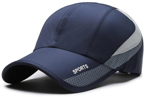 Schnelltrocknende Baseballcap für Herren und Damen, UPF 50+ Sonnenschutz, Verstellbare Sportmütze für Laufen, Wandern, Outdoor - Marineblau