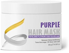 Mascarilla Morada con Keratina, Mascarilla de Pelo Morado, No Yellow Mask, Acondicionador Violeta, Mascarilla Ultravioleta Neutralizante, Tinte Matizador Violeta para Cabello Rubio