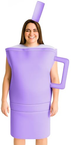 Yearntown 2 Pcs Water Cup Halloween Costume Set Funny Tumbler Outfit and Straw Headpiece for Men Women Halloween Cosplay, Purple, One size