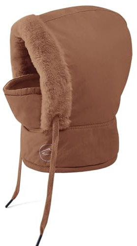 crazy bean Vintermössa pojkar flickor babymössa med justerbar dragsko termisk halsskyddsmössa för unisex baby 3–8 år, brun, one size