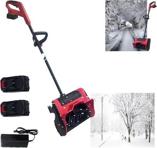Hooha Akku Schneefräsen 21V Elektrische Bürstenlose Schneebürste für Höfe und Straßen Betrieb Bis -20° Wurfweite 8m&Arbeitsbreite 32 cm&Räumtiefe 15cm Abnehmbar Bequeme Aufbewahrung
