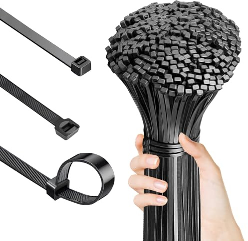 100 PzFascette Plastica Nere, Fascette Elettricista Resistenti ai Raggi UV | Fascette Plastica lunghe 450 mm x 10 mm, Fascetta extra resistenti per cavi uso interno ed esterno in auto