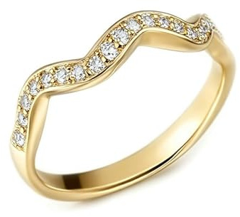 Damenring Modern, Damenring für mittelfinger Wellenform mit Diamant 9K Gelbgold Größe 61 (19.4)