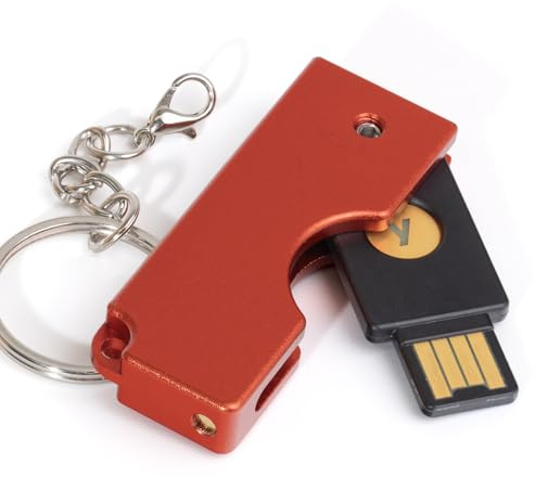 sciuU Drehbare Schutzhülle Kompatibel mit Yubico YubiKey 5 USB-A NFC | Klappbare Schutztasche, Aluminium Security Key Schutz Hülle, Schlüsselanhänger, Kratzfest, 12g leicht, RFID Blockierung