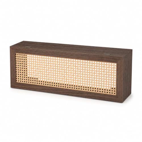 MagiDeal Organizer Router Box Cabinet For Router And With Cable Slots Paulownia Wood suitable for living room office dorm rental homes , 70 13 20cm , Woven Rattan Style