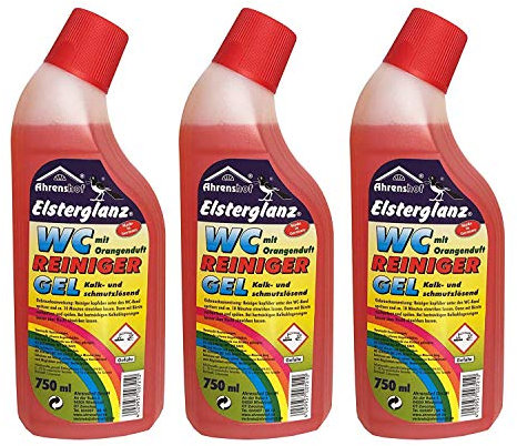 Preisjubel 3 x 750ml Elsterglanz WC-Reiniger-Gel, WC-Gel, WC-Reiniger, Kalklöser, Reiniger
