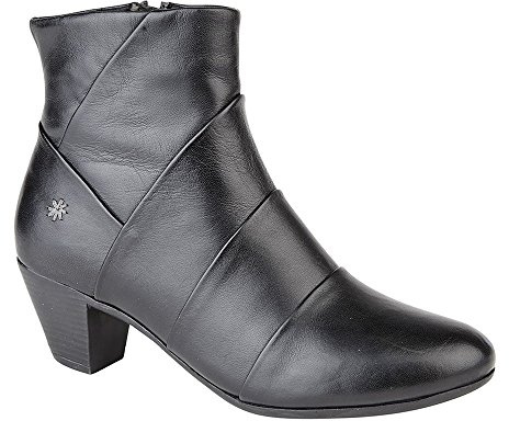 Cipriata GINERVA Ladies Leather Pleated Zip Up Ankle Boots Black UK 6