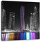 Pixxprint Skyline von Dubai bei Nacht schwarz, weiß, Größe: 70x70, Leinwandbild Quadratisch, Wandbild, Kunstdruck, fertig bespannt