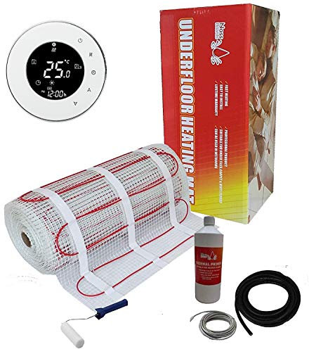 Nassboards Premium Pro Electric Underfloor Heating Mat Kit 200w - 6m² - Featuring Intelligent Control Black WiFi Enabled Beca Thermostat Compatible with iPhone, Android, Alexa, Google Home and Siri