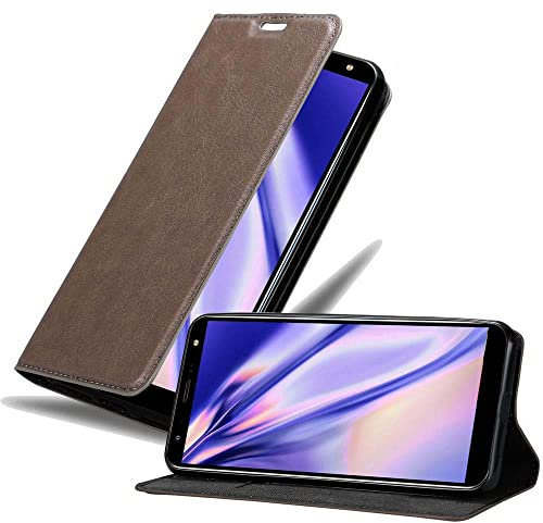 Cadorabo Hülle kompatibel mit LG K40 aus Premium Kunst Leder Flip Klappbare Stoßfeste Magnetische [Standfunktion] [Kartenfächern] Cover Hülle für LG K40 Tasche in Braun