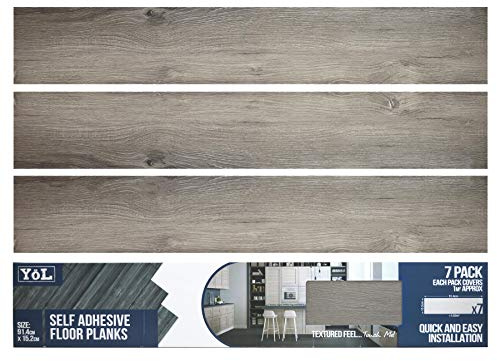 Floor Planks Tiles Self Adhesive Dark Grey Wood Vinyl Flooring Bathroom Kitchen - 8 x Packs of 7 6X36 (56 Planks)