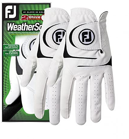 FootJoy WeatherSof Herren Golfhandschuhe, 2er-Pack, L, Weiß