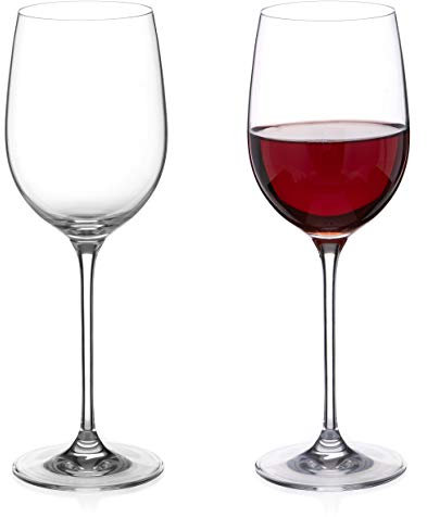 DIAMANTE Red Wine Glasses Pair - ‘Moda’ Collection Undecorated Crystal - Set of 2