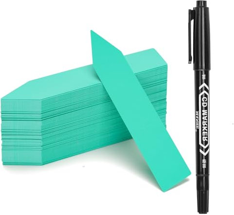 Plant Labels and Pen for Outdoor Plants, 100Pcs Plastic Plant Markers & Labels Garden Plant Name Tags for Seed Herb Seedling Vegetable Flower Potted Plants, 4 Inch, Green