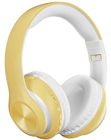 FOReverweihuajz Bluetooth 5.0 Wireless Headphones Over Ear,Hi-Fi Stereo Foldable Wireless Stereo Heavy Bass Headsets Rechargeable Earbuds for PC/Laptop Yellow