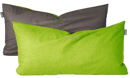 Schiesser Kissenhüllenset Doubleface | 2-teilig | Zweifarbig | Renforcé | 100% Baumwolle | Oeko-Tex Zertifiziert | Reißverschluss | 40x80cm | Grün-Dunkelgrau