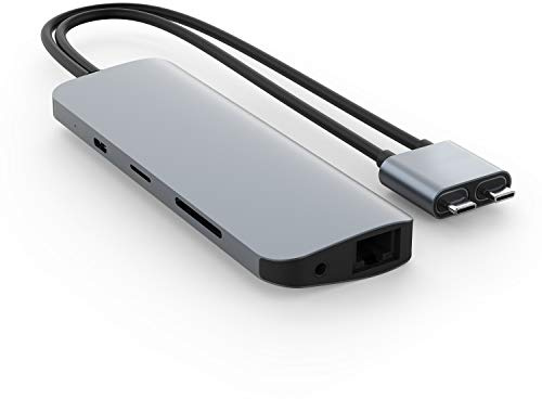 Hyper Drive 10 en 2 USB C Dock monitor dual HDMI 4K a 60Hz 60W USBC Power Delivery Gigabit Ethernet adaptador USBC Hub para MacBook Pro con M1 Pro Max 2021 MacBook Pro 20162019 MacBook Air gris