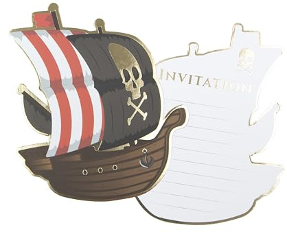 Partypro Piratenabenteuer-Einladungskarten 8 Stück bunt 10 x 12 cm