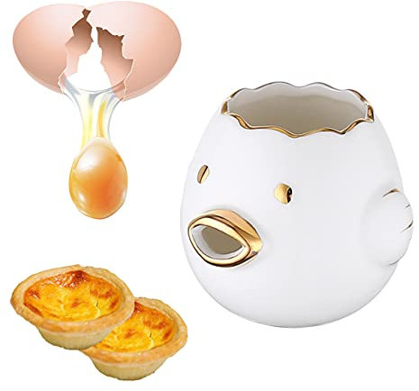 ZhiLianZhao Ceramic Egg Yolk Separator Filter, Vomiting Chicken Kitchen Gadgets, Easy to Clean, for Baking Cakes, Making Pastries,White