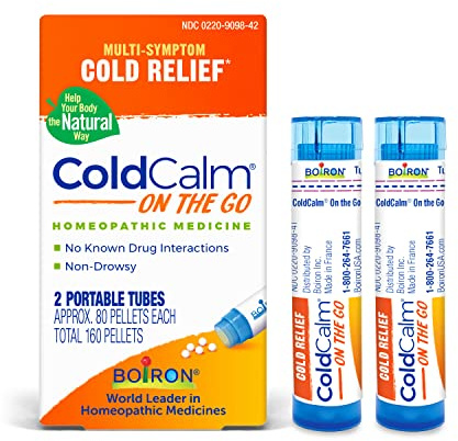 Boiron ColdCalm On The Go Cold Relief for Sneezing, Runny Nose, Nasal Congestion, and Sore Throat - 2 Count (160 Pellets)