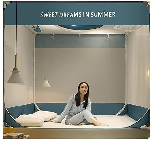 WHYUNM26 Moskitonetz Verstärken Sturzfeste Halterung DREI Türen Himmelbett Vorhänge Verdicktes Zelt Schlafzimmer Dez,Green,1.5m/5ft
