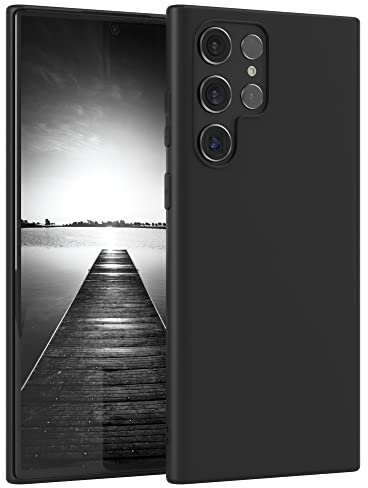 EAZY CASE - Silikonhülle für Samsung Galaxy S22 Ultra 5G Hülle Silikon Case Schwarz stoßfeste Handyhülle Galaxy S22 Ultra Schutzhülle mit Kameraschutz Dünn Premium Schutz Cover TPU Bumper Schwarz Matt