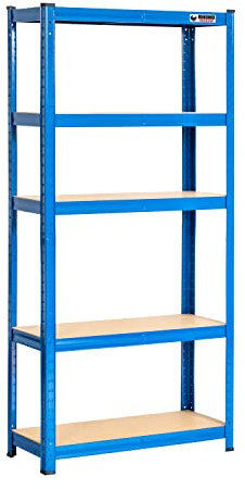 Rhino Racking - 10 Bays - 5 Tier Heavy-Duty Industrial Storage Shelves - Blue - 150x75x30cm