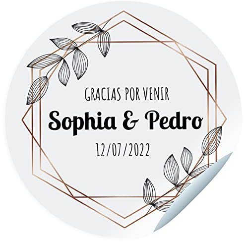 24 étiquettes adhésives pour les fêtes. Autocollants personnalisés avec nom, date et dédicace pour les cadeaux de vos invités. Taille 45 mm de diamètre. (Modèle 6)