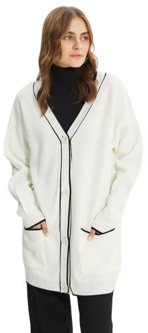 Trendyol Damen Gerade Lange Ärmel Regulär Hijab-Cardigan Cardigan Sweater, Ecru, L EU