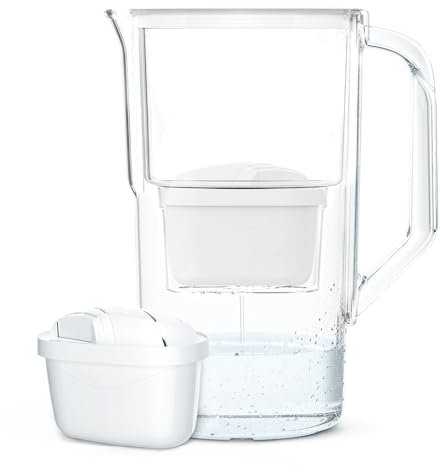 Wessper Carafe 2.5 L, Carafe Filtrante pour eau | Remplacement de Dafi Unimax Aquaphor A5 BRITA Maxtra+ PHILIPS AWP212/10 | Réduction du calcaire, du chlore | Carafe filtrante + filtre à eau | Blanco
