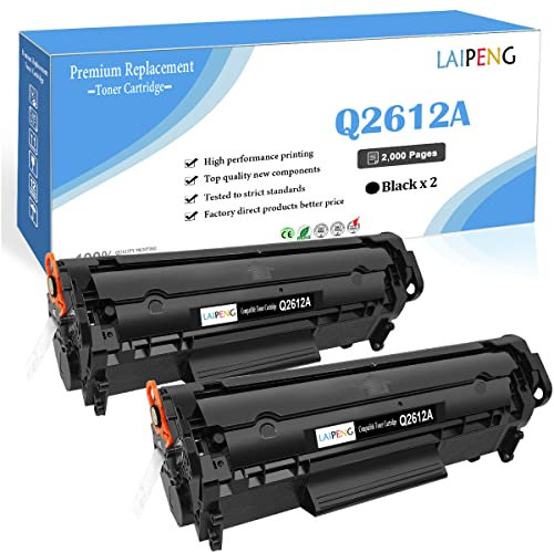 LAIPENG Kompatible Q2612A 12A Tonerkartusche bis zu 2000 Seiten für HP Laserjet 1010 1012 1015 1018 1020 1020 Plus 1022 3015 3020 3030 3050 3052 3055 M1005 MFP M1319 MFP Drucker ( Schwarz x 2 )